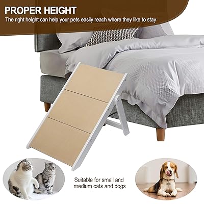 images Foldable Pet Steps For Bed niubya wooden foldable dog stairs portable 2 in 1 pet ramp for small to large dogs and cats nonslip 3 step dog steps for high beds couch and cars