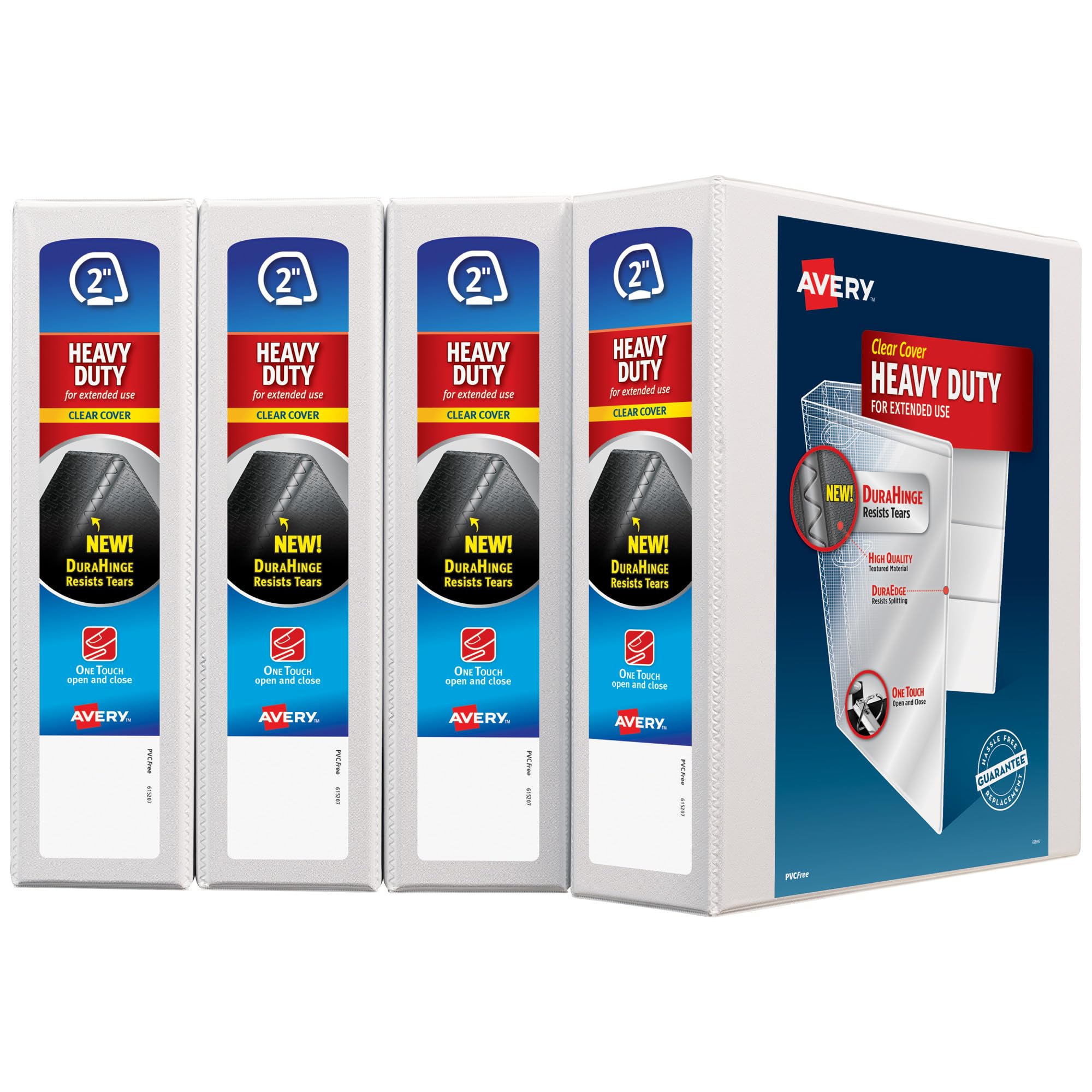 Photo 1 of ****2/4****
Avery Heavy-Duty View 3 Ring Binder, 2" One Touch Slant Rings, Holds 8.5" x 11" Paper, 4 White Binders (79790)