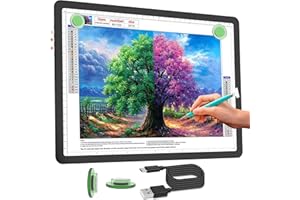 Phylosal Rechargeable A4 LED Light Pad for Diamond Painting, Ultra-Thin Magnetic Tracing Light Box for Drawing, Diamond Art Light Board with Side Button, Super Bright Light Table for Sketching (Black)