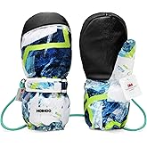 HOIHOO Kids Ski Mittens, Waterproof Snow Thinsulate Mittens Toddler Warm Winter Ski Snow Gloves with String for Boys Girls