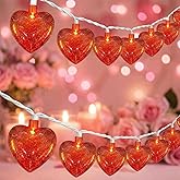 Pallerina 8.5Ft Red Heart String Lights,10 LED 3D Glitter Hearts Plug in Fairy Heart Shape Lights,Connectable Valentine's Day Decorations for Bedroom,Window,Wedding,Anniversary,Indoor Outdoor