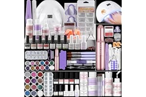 SAVILAND Acrylic Nail Kit: All-In-1 Nails Kit Acrylic Set with 88W Nail Lamp EMA Monomer Gel Nail Polish Nail Drill Cuticle Remover Home DIY Starter