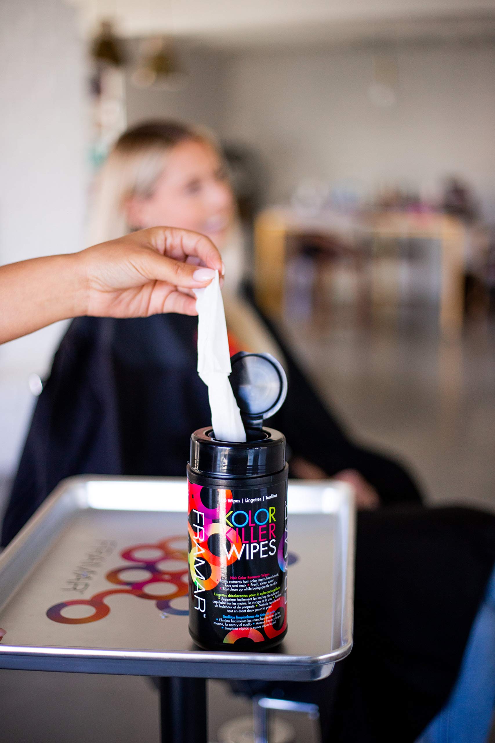 FRAMAR Kolor Killer Wipes – Hair Dye Remover For Skin, Hair Color Remover For Dyed Hair, Gentle on Skin, Pleasant Scent – Wipes Dispenser of 100