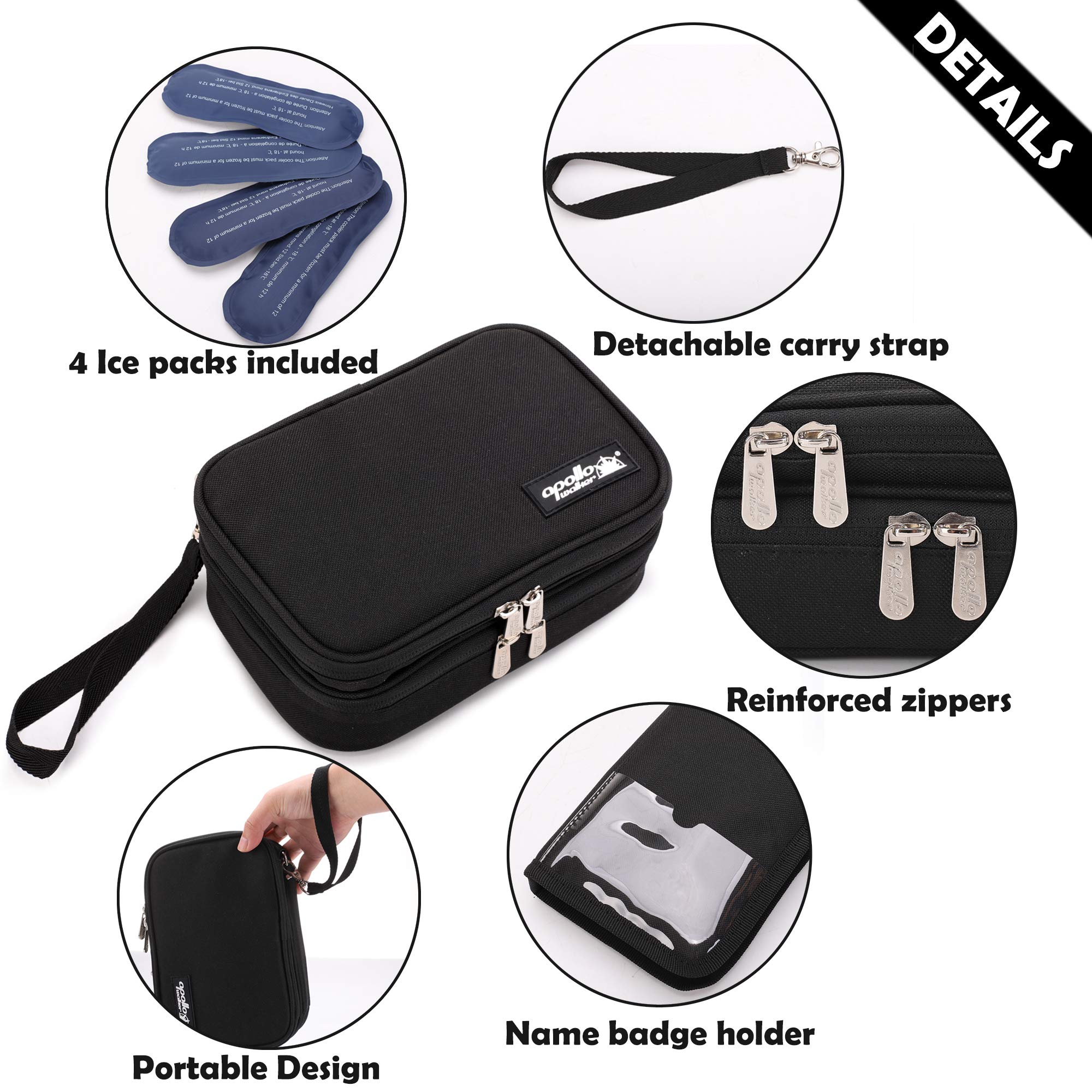 apollo walker Insulin Cooler Travel Case Diabetic Medication Cooler with Ice Packs and Insulation Liner