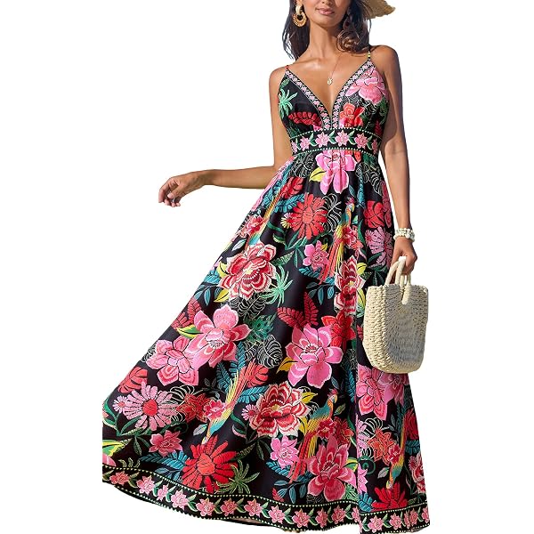 CUPSHE Women's Ruffle Summer Maxi Dress - Square Neck Button Front Sundress (2025 Style) - View #2