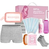SOFTCA Postpartum Essentials Recovery Kit, Postpartum Kit for New Mom | Birth Comb, Peri Bottle, Disposable Underwears, Perineal Healing Foam, Instant Ice Pads, Cooling Pad Liners, Socks, Wash Bag