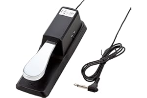 Clef Audio Labs Universal Keyboard Sustain Pedal - Chrome Foot Pedal with Polarity Switch, Non-Slip Rubber Bottom, Compatible with Digital Pianos, Synthesizers, and Electronic Keyboards