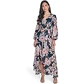 Eliza J Womens 3/4 Sleeve V-Neck Maxi Dress