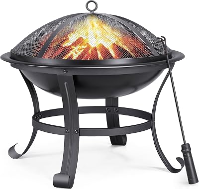 Yaheetech Outdoor Fire Pit Round 54 cm Steel Patio Heater Garden