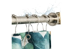 Artiwell Heavy Duty Shower Rod, Adjustable Shower Curtain Rod, Expandable 47-84 Inch, Permanent Mount Shower Rod, Never Rust Stainless Steel For Window Curtain and Closet, Brushed Nickel