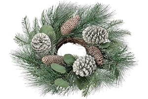 DILATATA 18" Table Wreath Artificial Wreaths for Table Greenery Wreath for Table Glass Holder Fake Wreaths for Front Door Advent Wreath Candle Wreaths for Centerpieces Rustic Christmas Wreath(without Candle)