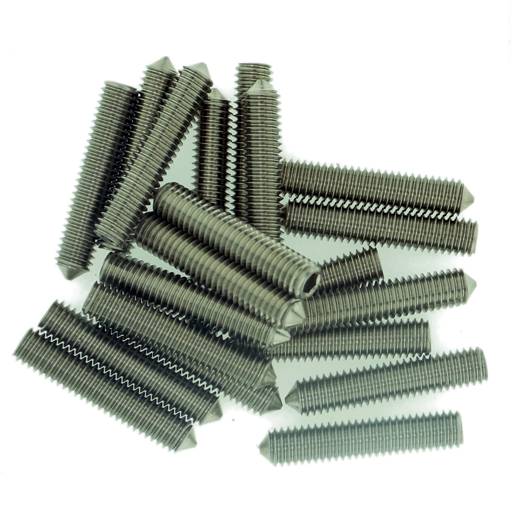 M6 (6mm x 6mm) Hex Socket Grub Screw (Cone Point) - Stainless Steel (A2) (Pack of 20)