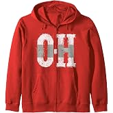 Ohio O-H Vintage Grunge Red Buckeye Home State Zip Hoodie
