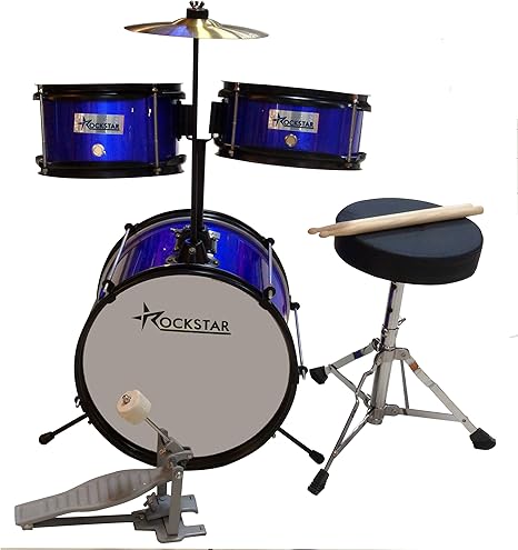 Bateria Infantil para niños de madera Rockstar GC1043BL azul metalizado: Amazon.es: Instrumentos musicales