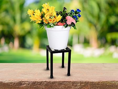 HINS Iron Metal Squre Pot Stand With Cosmos Plastic Pot For Indoor & Outdoor Gardening Home Decore I Plant Stands For Indoor Balcony I Plant Bench I Plant Stands I Pot Stand Single I Potted Plant Stand I Big Pots I Metal Plant Stand I Tall Outdoor Planter I Metal Casters I Large Plant Stand I Pot Stands For Garden I Indoor Plants Stand I Iron Plant Stand I Terrace Garden Stand I Garden Rack I Iron Stand For Pots I Pots Stand I Indoor Planter With Stand