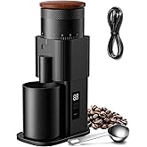 SHARDOR All-Metal Single-Dose Coffee Grinder &ndash; Quiet DC Motor, Home-use Espresso Grinder, Burr Coffee Grinder, with 80 Settings and an LED Power Display，Black