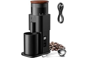 SHARDOR All-Metal Single-Dose Coffee Grinder – Quiet DC Motor, Home-use Espresso Grinder, Burr Coffee Grinder, with 80 Settings and an LED Power Display，Black