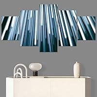 SIGNWIN 5 Panel Canvas Wall Art Modern Art Abstract Closeup Geometric Lights Mixed Media Modern Multicolor for Home Decorations Ready to Hang - 60