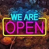 SYLHOME We Are Open Led Neon Light Sign Business Coffee Shop Store Bar Restaurant Pub Salon Hotel Welcome Door Window Wall Decor Sign USB 15.75"X8.4"