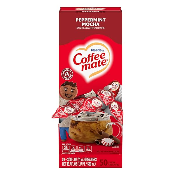 COFFEE MATE PEPPERMINT MOCHA CREAMER, LIQUID SINGLES, 50/BOX