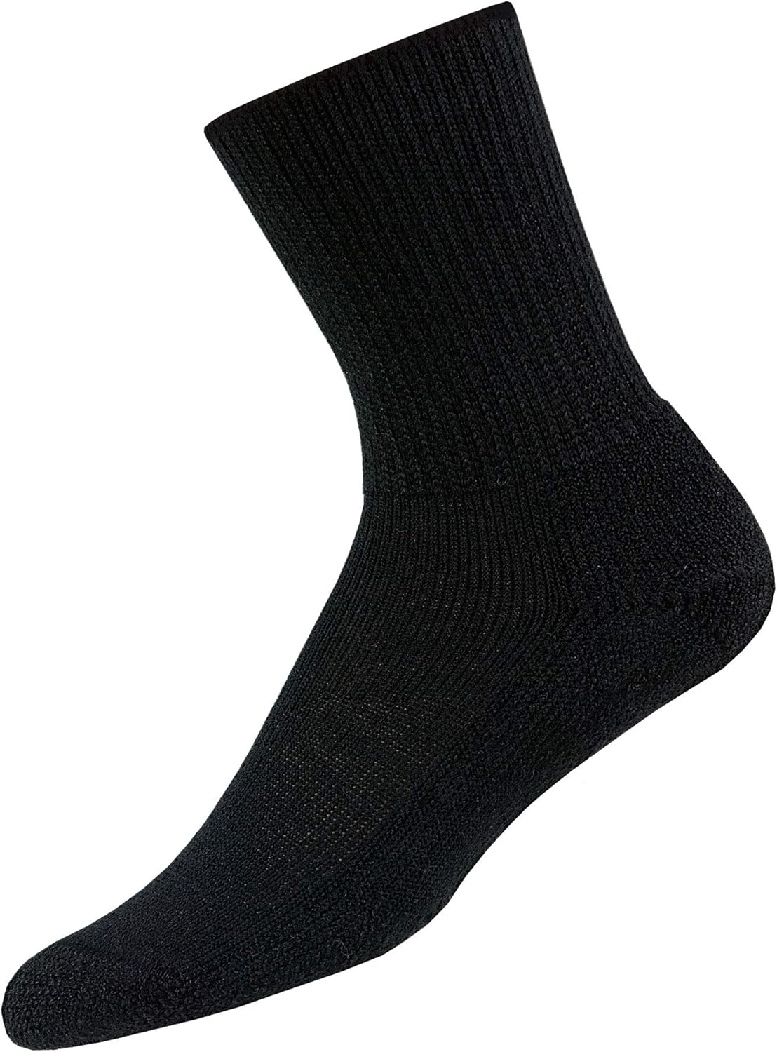 thorlos Men's Moderate Padded Health Padds Diabetic Crew Sock, Black
