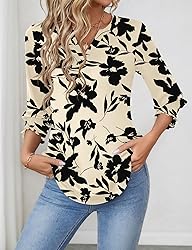 LOMON Women's 2025 Fashion Tops 3/4 Length Sleeve