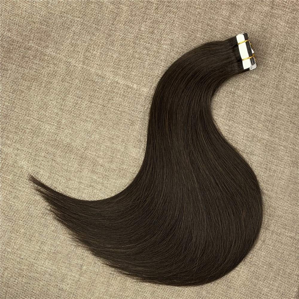 Komorebi #2 Darkest Brown-22Inch Remy Hair Tape In Hair Extensions Human Hair Darkest Brown 20pcs 50g Long Straight Skin Weft Hair Invisible Double Sided Tape Human Hair