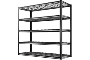 REIBII Storage Shelves 40''W Garage Shelving Heavy Duty 2500LBS 5 Tier Metal Storage Shelves Utility Rack Shelf Industrial Shelving Unit for Garage, Basement, 72" H x 40''W x 17.8''D, Black