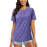 MAGCOMSEN Women's Workout Shirts Crewneck Short Sleeve Moisture Wicking Lightweight Tops for Gym Athletic Sports