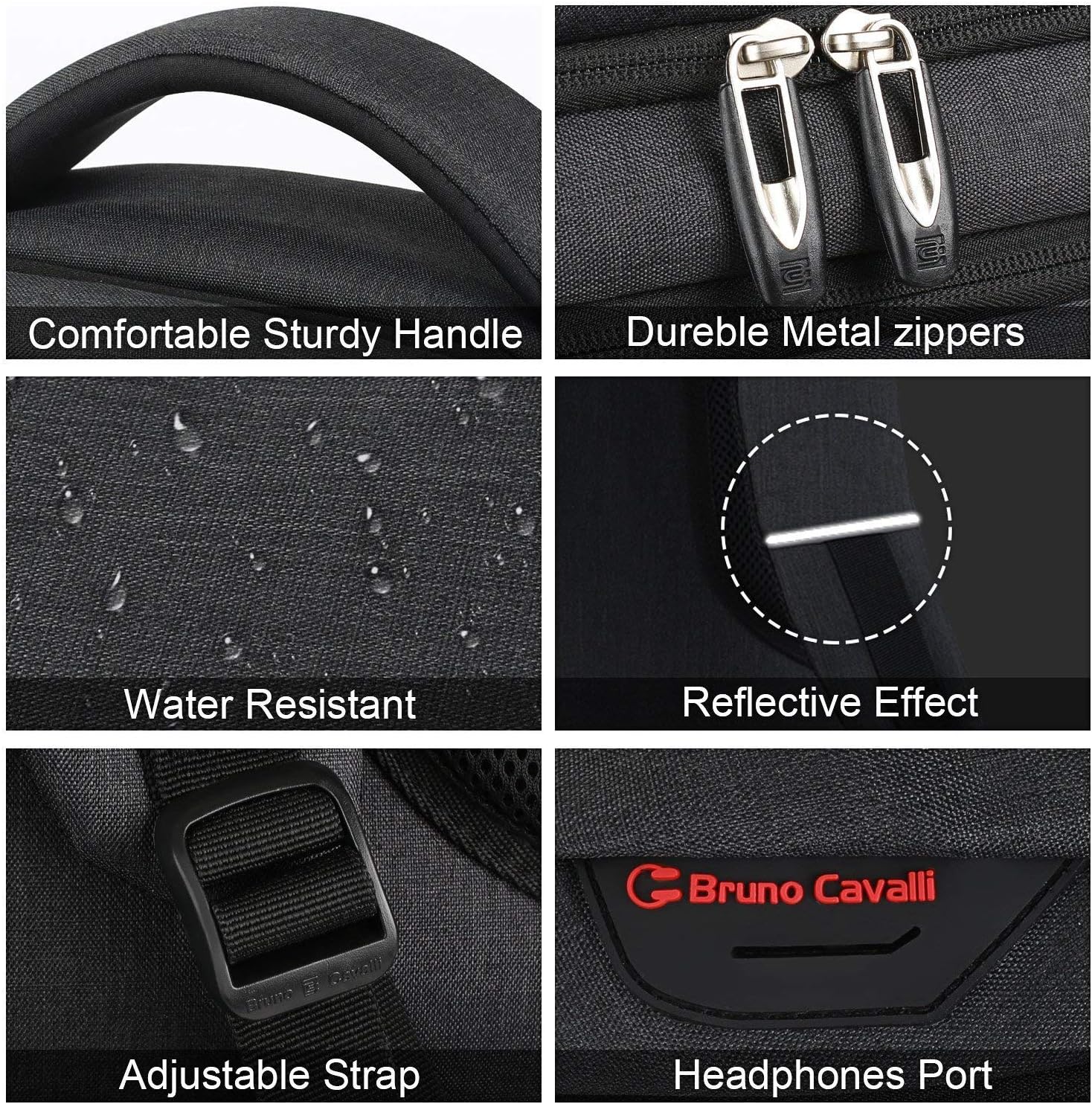 marcello Laptop Backpack with USB Charging&Headphone Port,Anti-Theft Business Backpack with Padded Shoulder Strap - Image 5