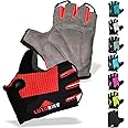LuxoBike Cycling Gloves Bicycle Gloves Bicycling Gloves Mountain Bike Gloves – Anti Slip Shock Absorbing Padded Breathable Half Finger Short Sports Gloves Accessories for Men/Women