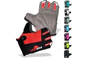 LuxoBike Bike Gloves for Men Cycling Biking Gloves Women - Padded Shock Absorbing Bicycle Riding, Anti-Slip Breahtable Half-Finger 's for Mountain Biker Ebike