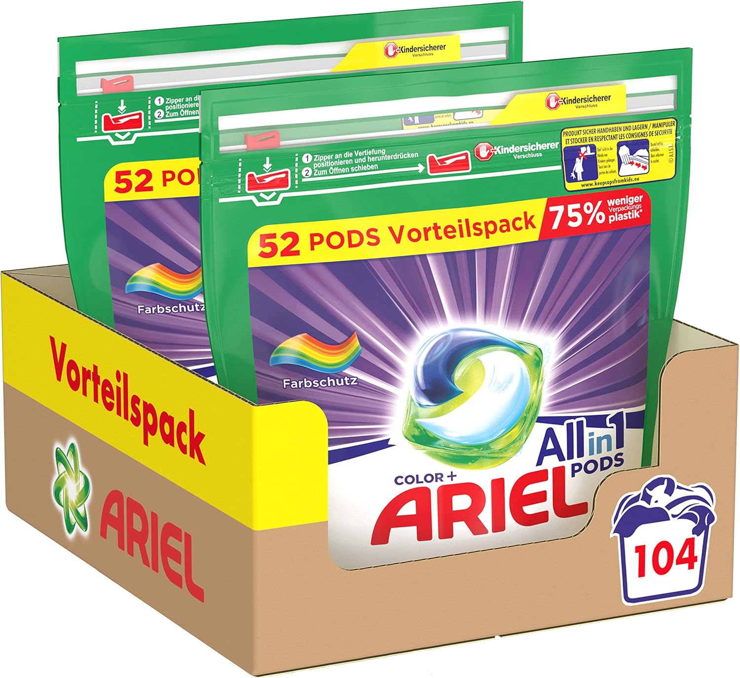 Ariel Waschmittel Pods All-in-1, Color Waschmittel, Farbschutz, 104 Waschladungen