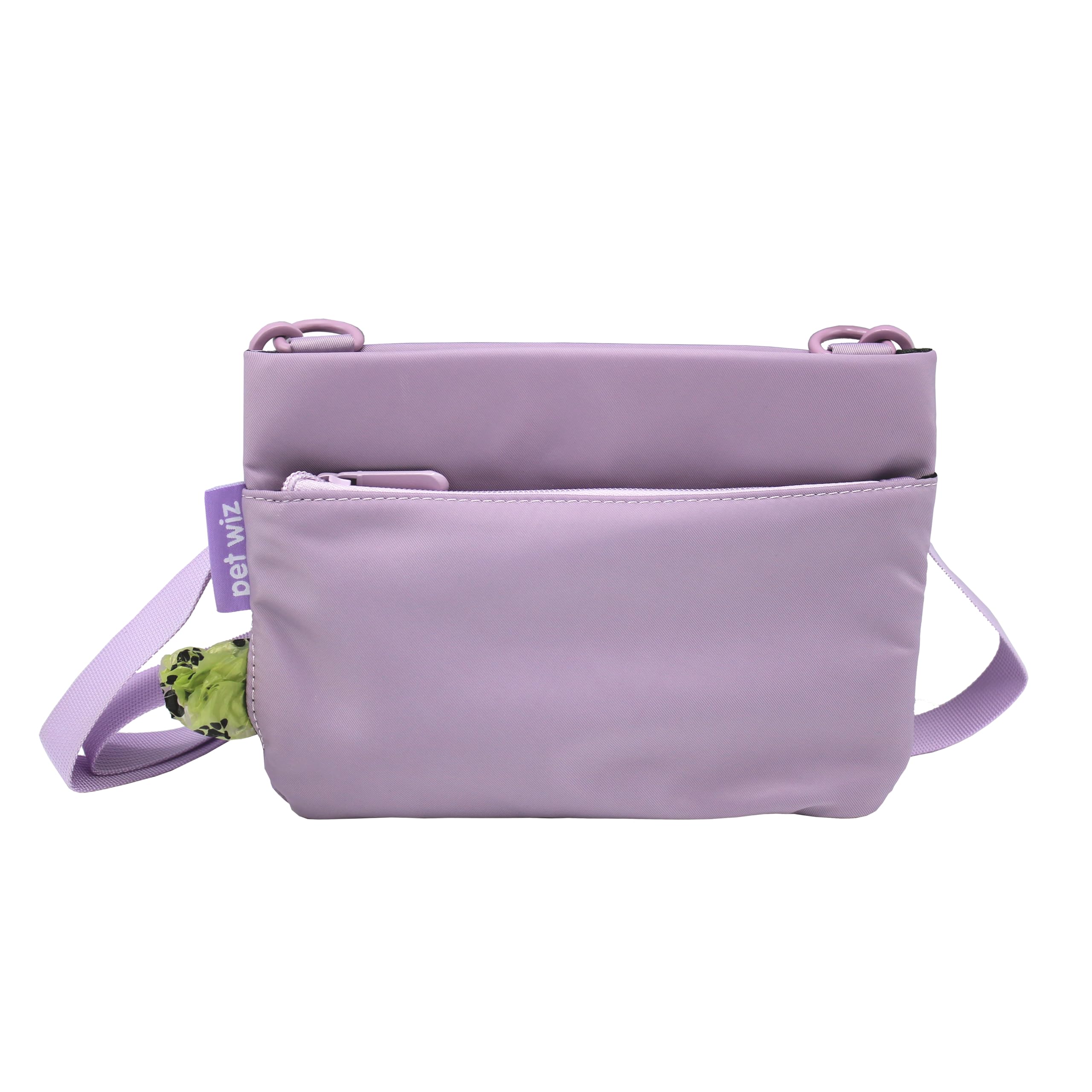pet wiz Slim Waterproof Crossbody Dog Walking Bag with Two Zips, Discreet Poop Bag Dispenser and Adjustable Strap | Available in Lilac and Baby Blue (Lilac)