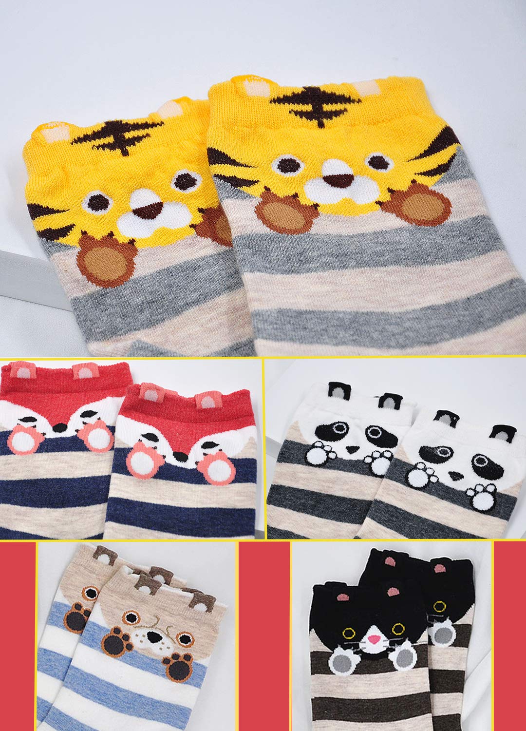 Women Fuzzy Socks Cotton Crazy Crew Funny Cute Novelty Animal Casual Ankle Christmas Socks for Girls Gift 5 Pairs