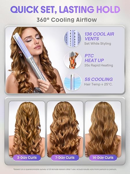 SHEGLAM ONE TOUCH AIRFLOW STYLER PRO 1 INCH AUTOMATIC ROTATING 3.0 COOL AIR TECHNOLOGY FOR NO-WAIT, CURLING IRON, BOUNCY & LONG-LASTING CURLS, ZERO BURN RISK, 5 TEMP SETTINGS