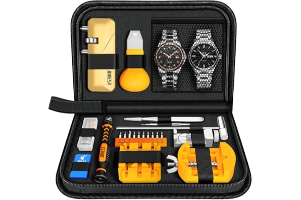 JOREST Watch Repair Tool Kit, Battery Replacement & Strap Adjustment, Wrench Opening Back Cover, Case Opener, Link Remover, B