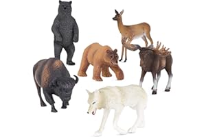 Terra by Battat – Wild Animal Figurines – 6 North American Animals – Bears, Wolf, Moose & More – Animal Toys For Kids – 3 Years + – North American Animals Set 2