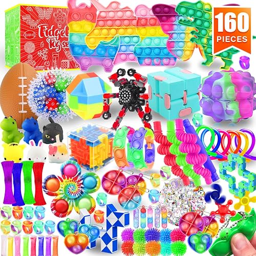 130-Pack Fidget Toy Treasure Box - Sensory Toys For Kids, ADHD, Party Favors, Goodie Bag Fillers