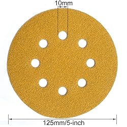 Aiyard 5-Inch 8-Hole Hook and Loop Sanding Discs