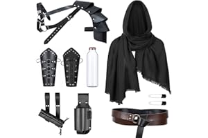 ALAMIYA Medieval Knight Leather Belt Shawl Men Renaissance Half Shoulder Cape Scarf Buckle Bracers Retro Magic Cork Potion Bottle Sword Frog Accessories(Type1)