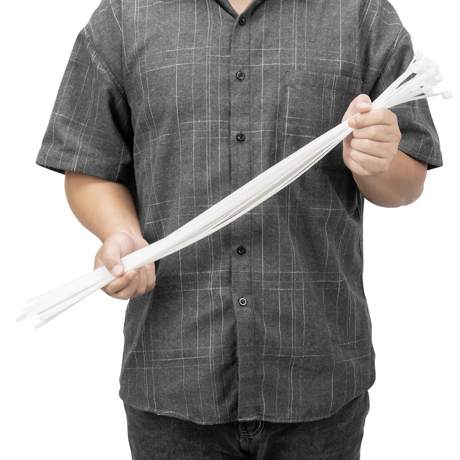 Armpow 50pcs 650mm x 9mm Long Heavy Duty Cable Tie Wide UV Resistant 80 KG Tensile Strength for HVAC Outdoor Construction,Ultra Strong Nylon Plastic Zip Tie Wraps (9mm x650mm, White) — image 1