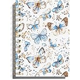 WFSM Butterfly Notebook, Butterfly Journal, Blue Butterfly Notepad, Preppy Notebook, Butterfly Journal for Women, 5.5x8.3 Inches