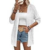 Zeagoo Womens 2026 Summer Crochet Cardigan Sweaters Lightweight Long Sleeve Open Front Kimono Boho Knit Cover Ups