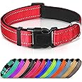 Joytale Reflective Dog Collar,Soft Neoprene Padded Breathable Nylon Pet Collar Adjustable for Small Dogs,Red,S