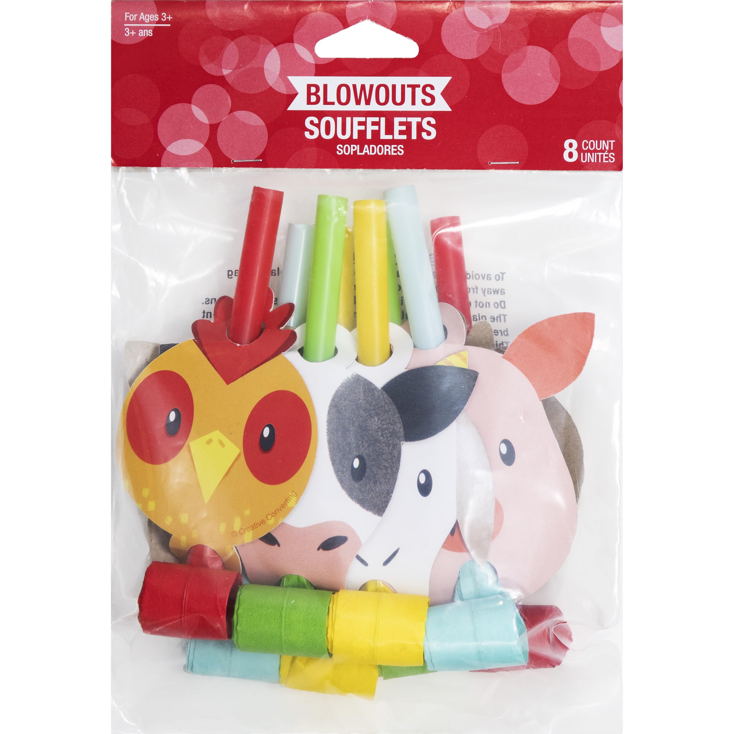 Farm Animals Party Blowers, 8 Count