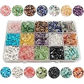 GangGangHao 1888 Pcs Natural Chip Stone Beads About 500g Irregular Gemstones Healing Crystal Loose Rocks Bead Hole Drilled DIY for Bracelet Jewelry Making Crafting (5-8mm, 15 Color Mix-S1)