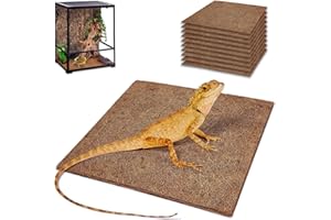 ZeeDix 10 Pcs Reptile Carpet, 12X12 inch Natural Coconut Fiber Liner Mat Flooring Accessories for Reptile Tank - Bearded Dragon Tortoise Lizard Turtle Snake Leopard Gecko Substrate Bedding