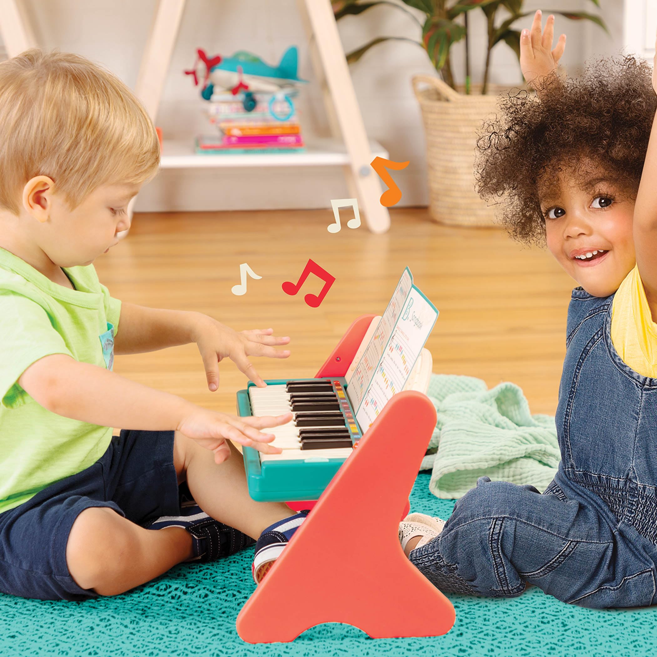 B. toys – Wooden Toy Piano for Toddlers, Kids – Color – Coded Keys with Songbook – Musical Instrument for Early Learning & Creativity – 3+ Years – Mini Maestro