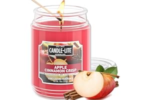 Candle-lite Fall Scented Candles, Apple Cinnamon Crisp, 18 oz Jar, Proudly Poured in The USA, Aromatherapy Candle, Single-Wick with 110 Hours of Burn Time, Perfect for Creating an Inviting Ambiance